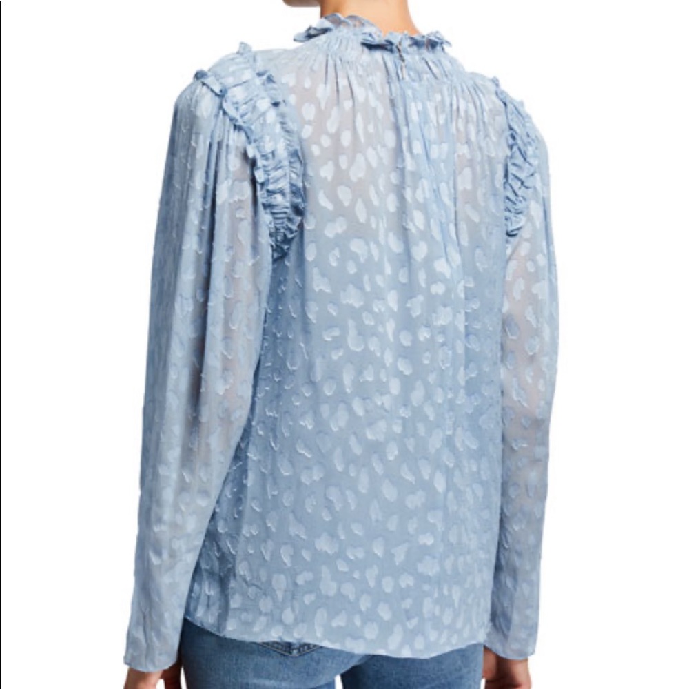 ✨NWT Rebecca Taylor Long-Sleeve Leopard Ruffle Top - Picture 6 of 6